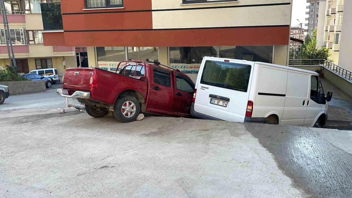 Rize’de freni patlayan araç park halindeki araçlara çarptı, 2 kişi yaralandı
