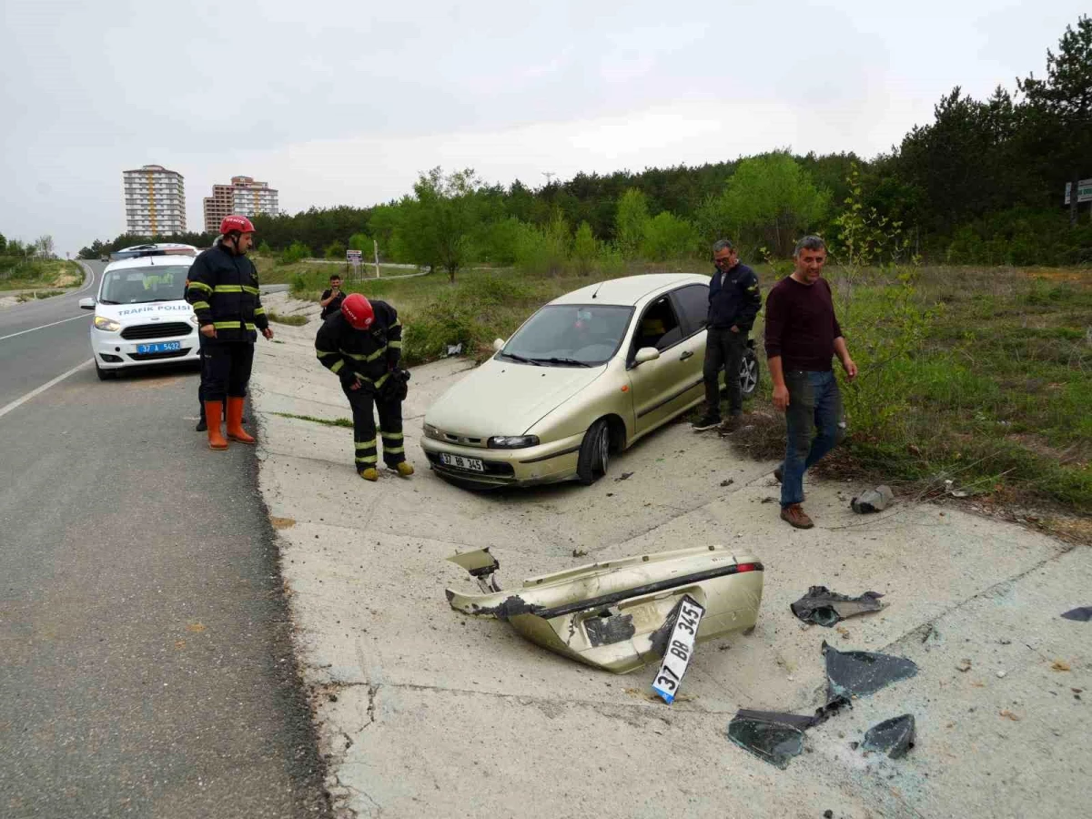 Kastamonu'da otomobili ile yoldan çıkarak 'v' kanalda durabilen sürücü yaralandı