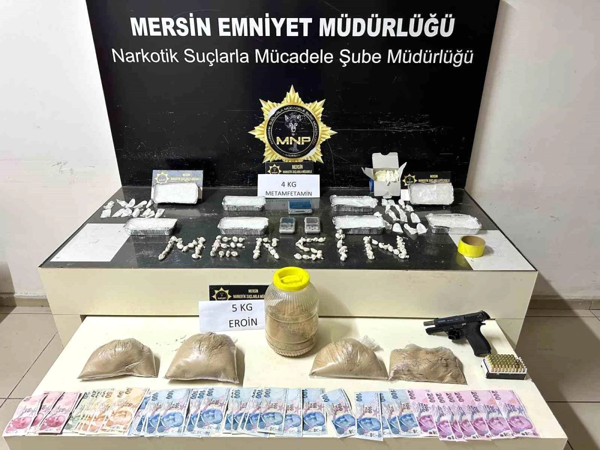 Mersin'de Uyuşturucu Operasyonu: 5 Kilogram Eroin ve 4 Kilogram Metamfetamin Ele Geçirildi