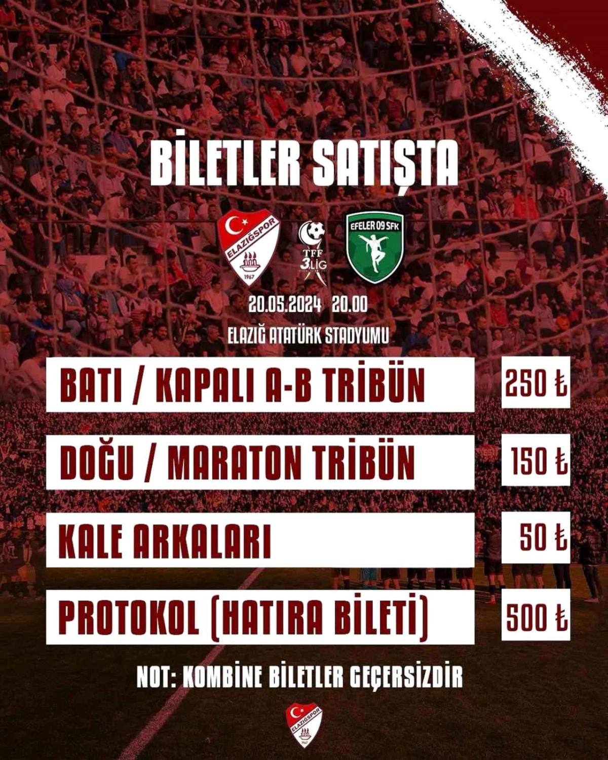 Elazığspor, sezonun son iç saha maçına özel hatıra bilet satacak